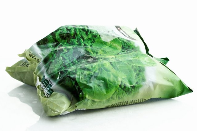 A bag of frozen spinach